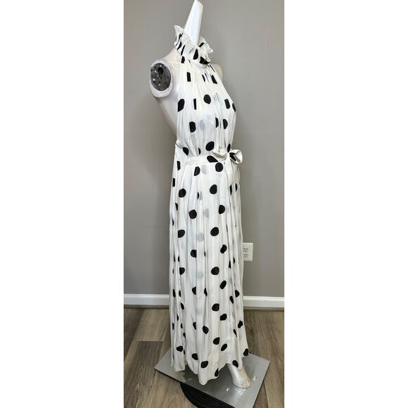 NWT Halpern Sleeveless Polka Dot Plisse Backless Midi Dress Size 36 (2) $2380 - Picture 11 of 14